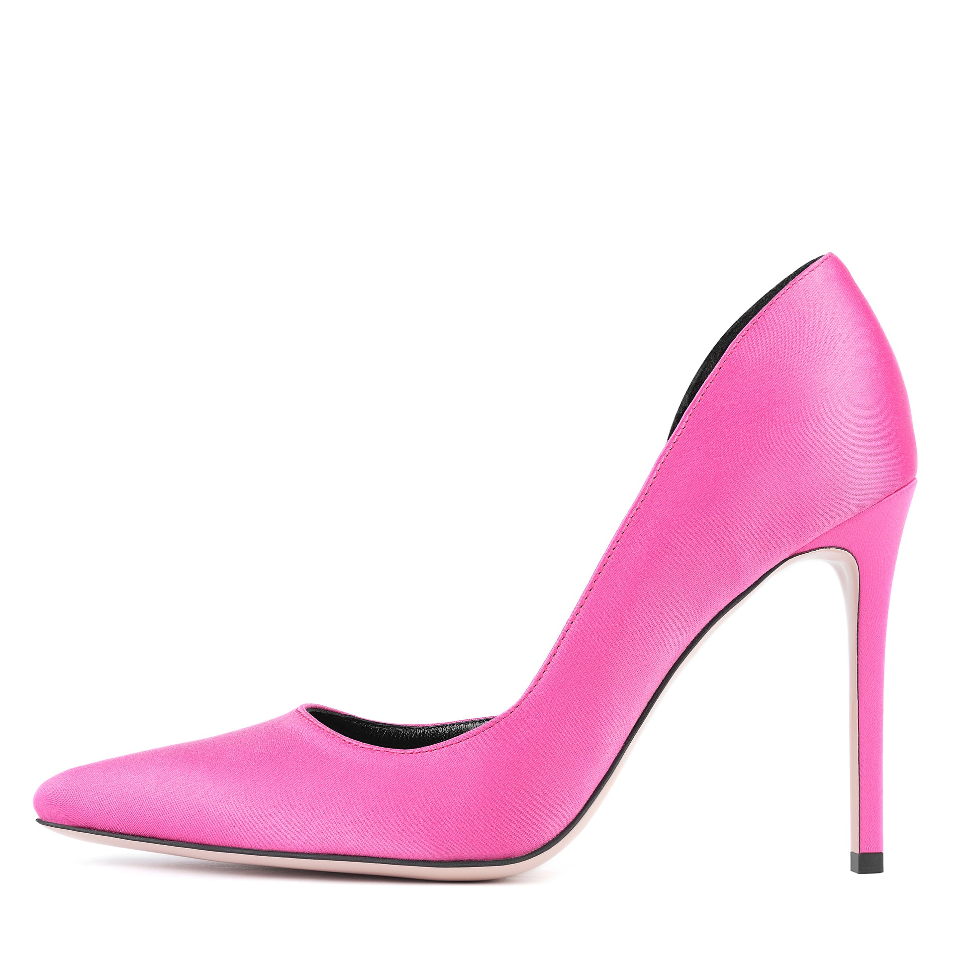 fuchsia satin stilettos 10cm profile