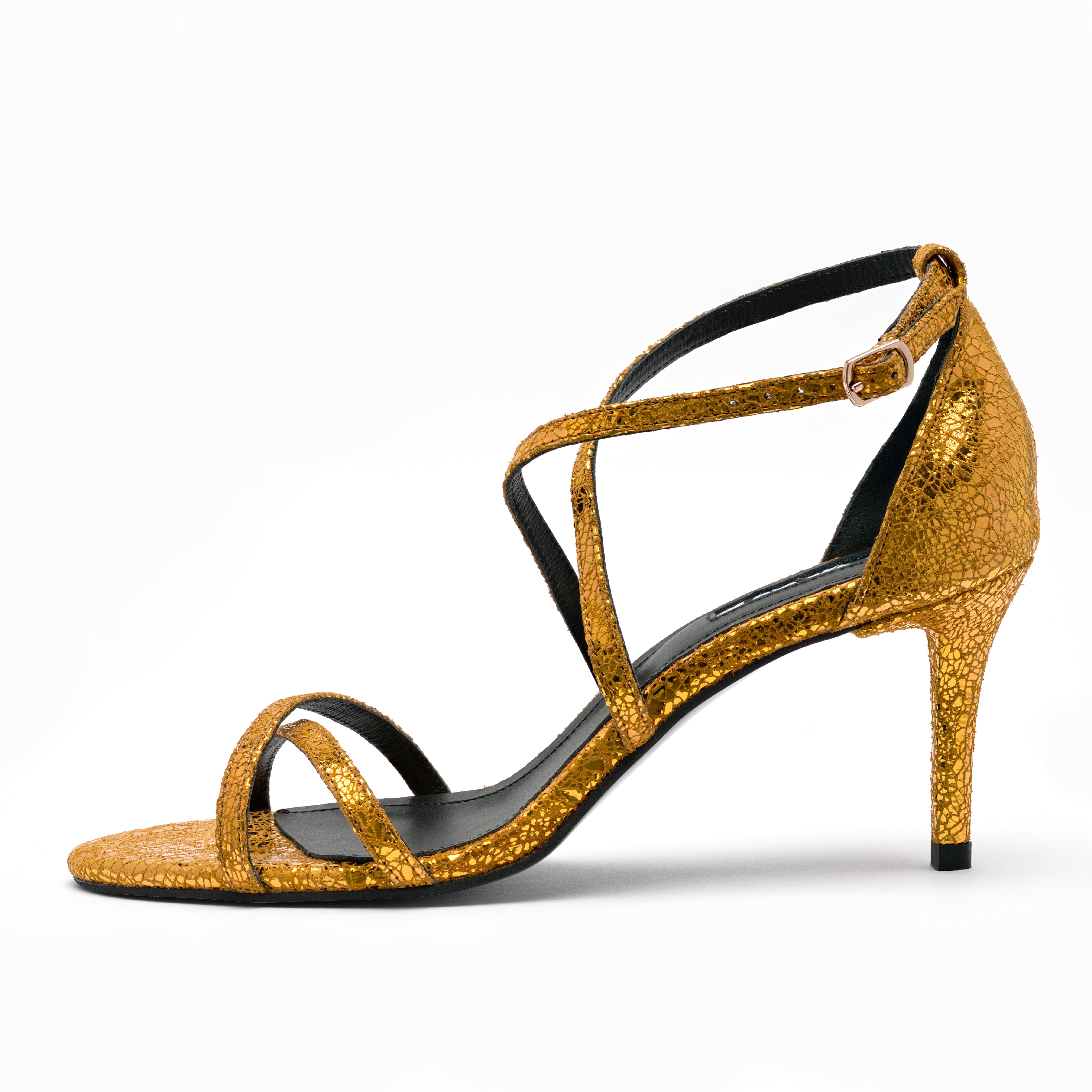 gold leather sandal 5 cm profile