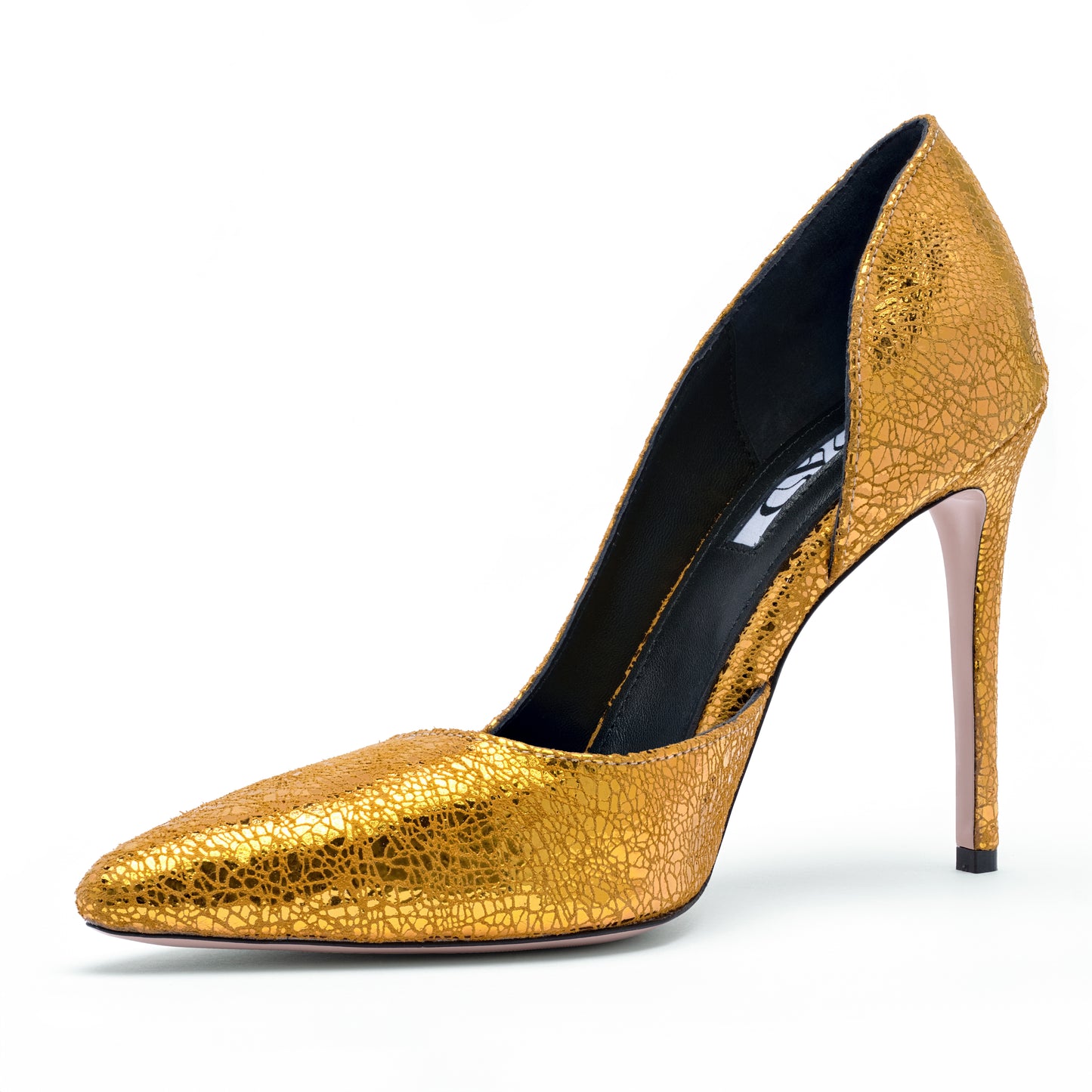 gold leather stilettos 10 cm profile 2