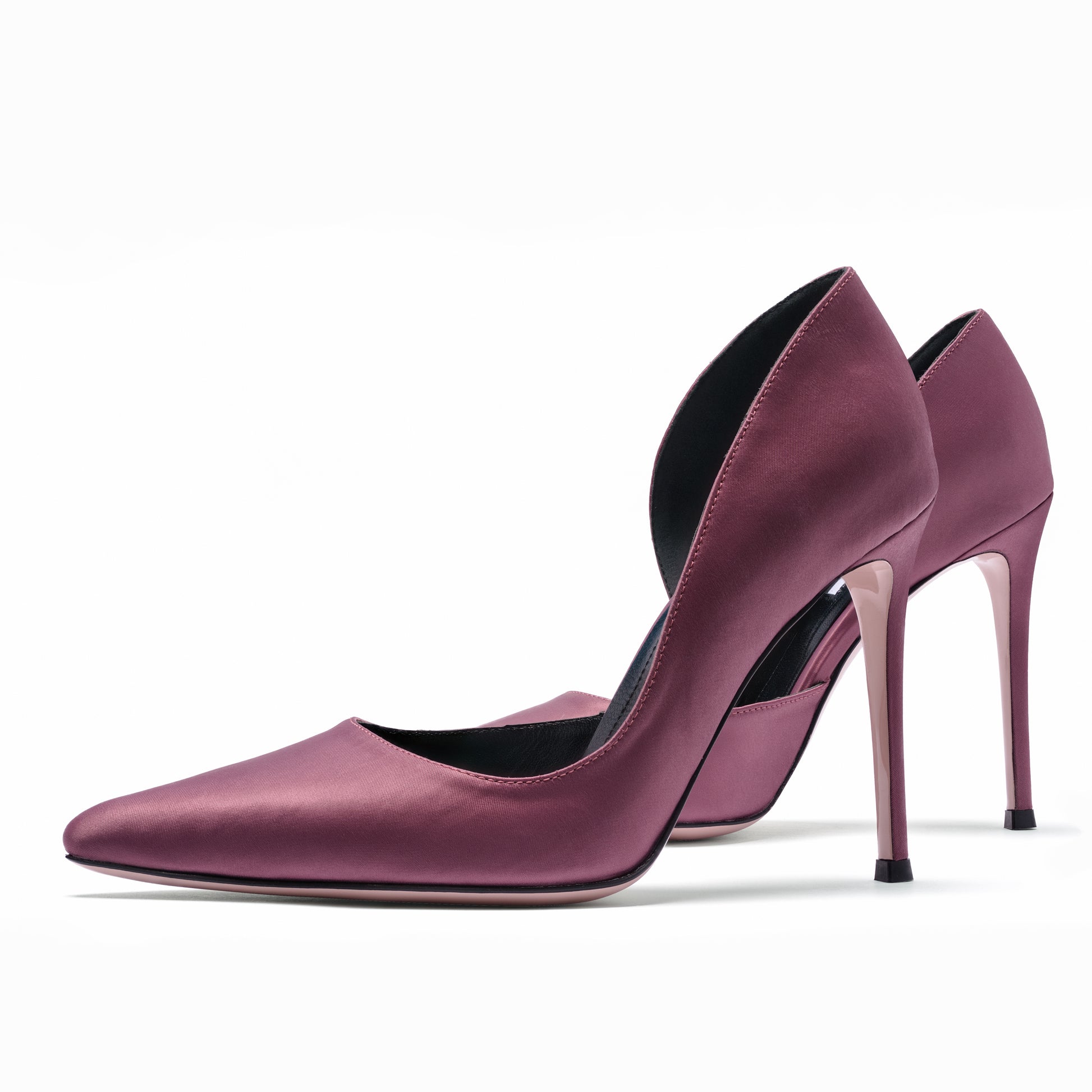 merlot satin stilettos 10 cm