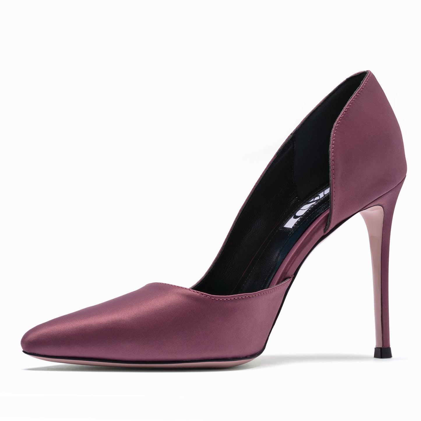 merlot satin stilettos 10 cm profile 1