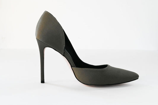 olive green satin stilettos 10 cm single