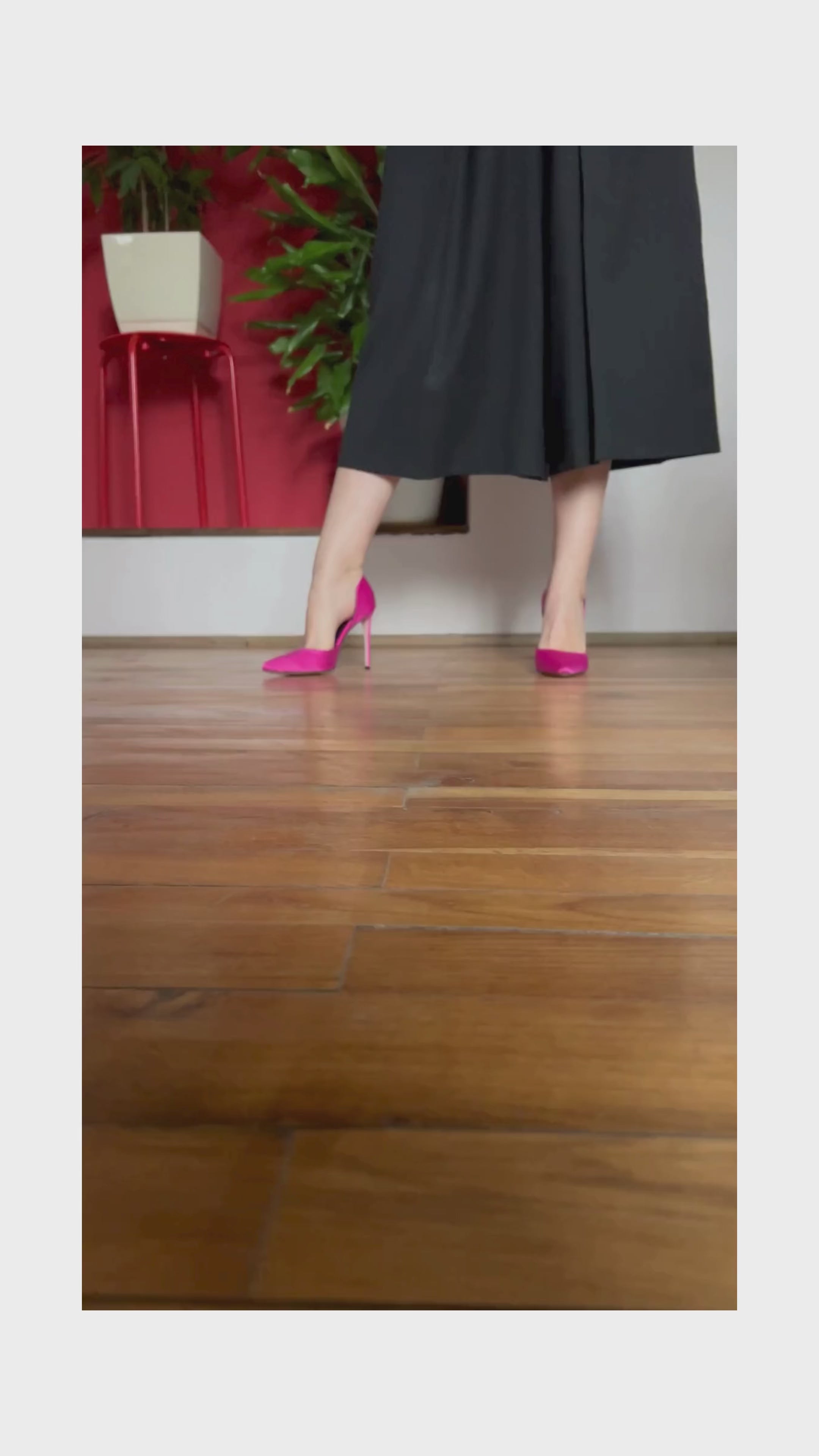 fuchsia satin stilettos video