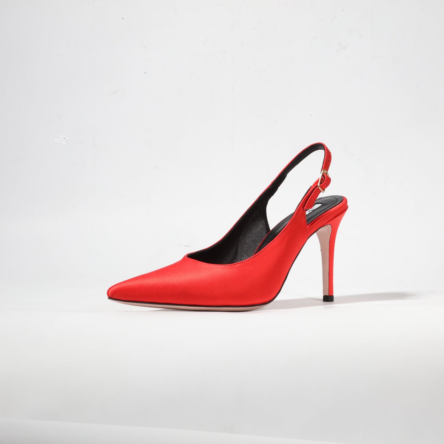 satin slingback stiletto coral red