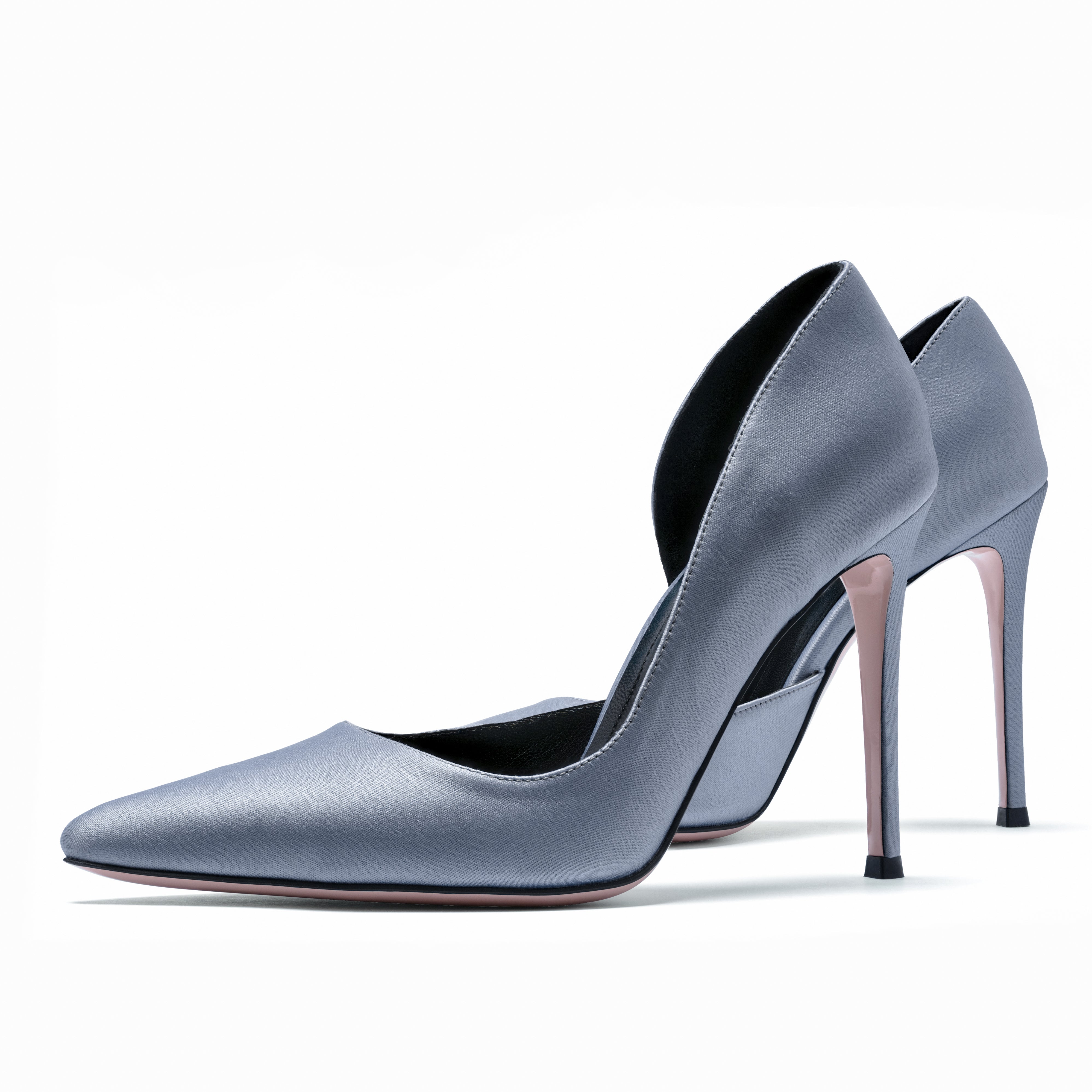 silver satin stilettos 10 cm 