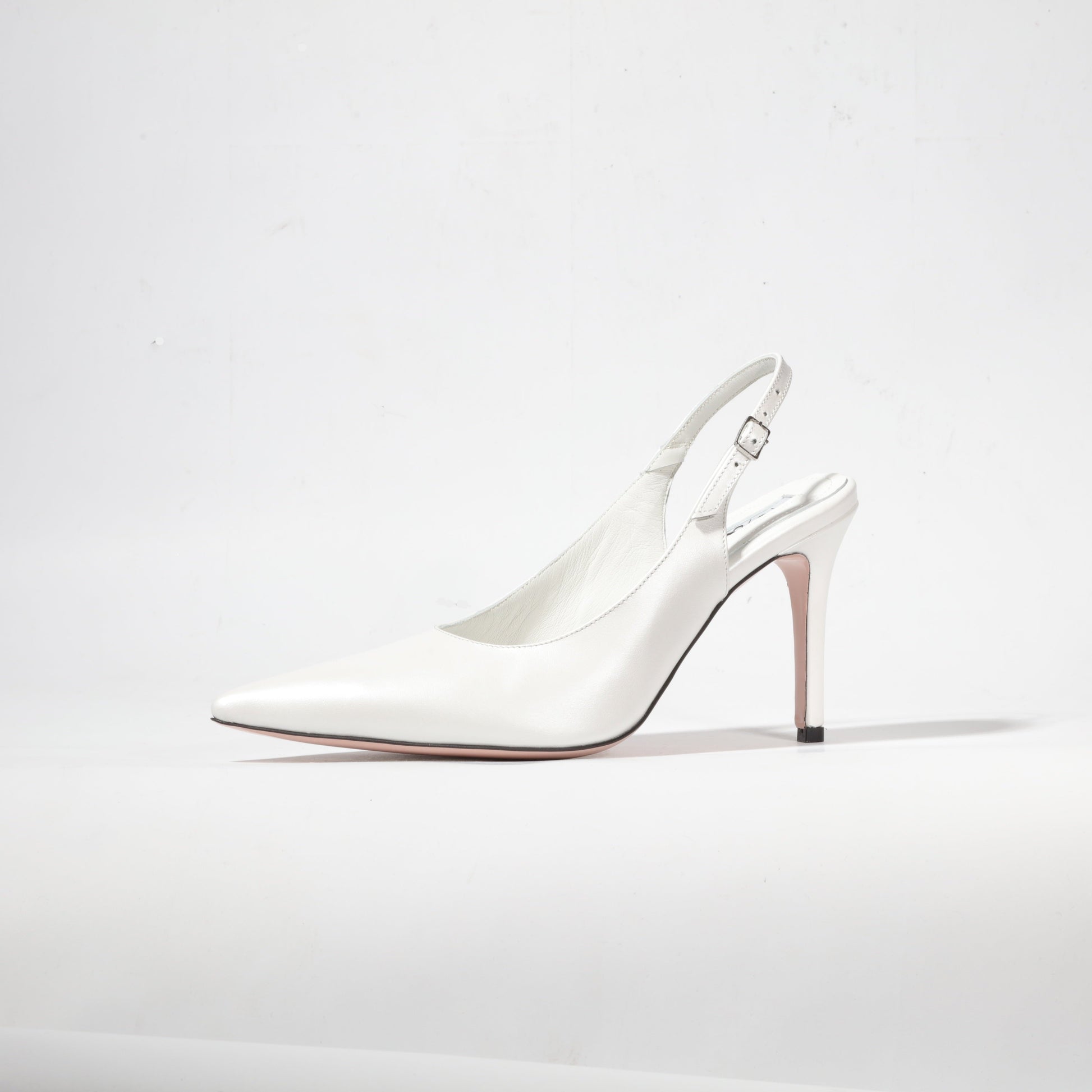 white leather slingback stilettos